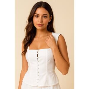 Lulus Square Neck Poplin Top – White, Size S, NWT